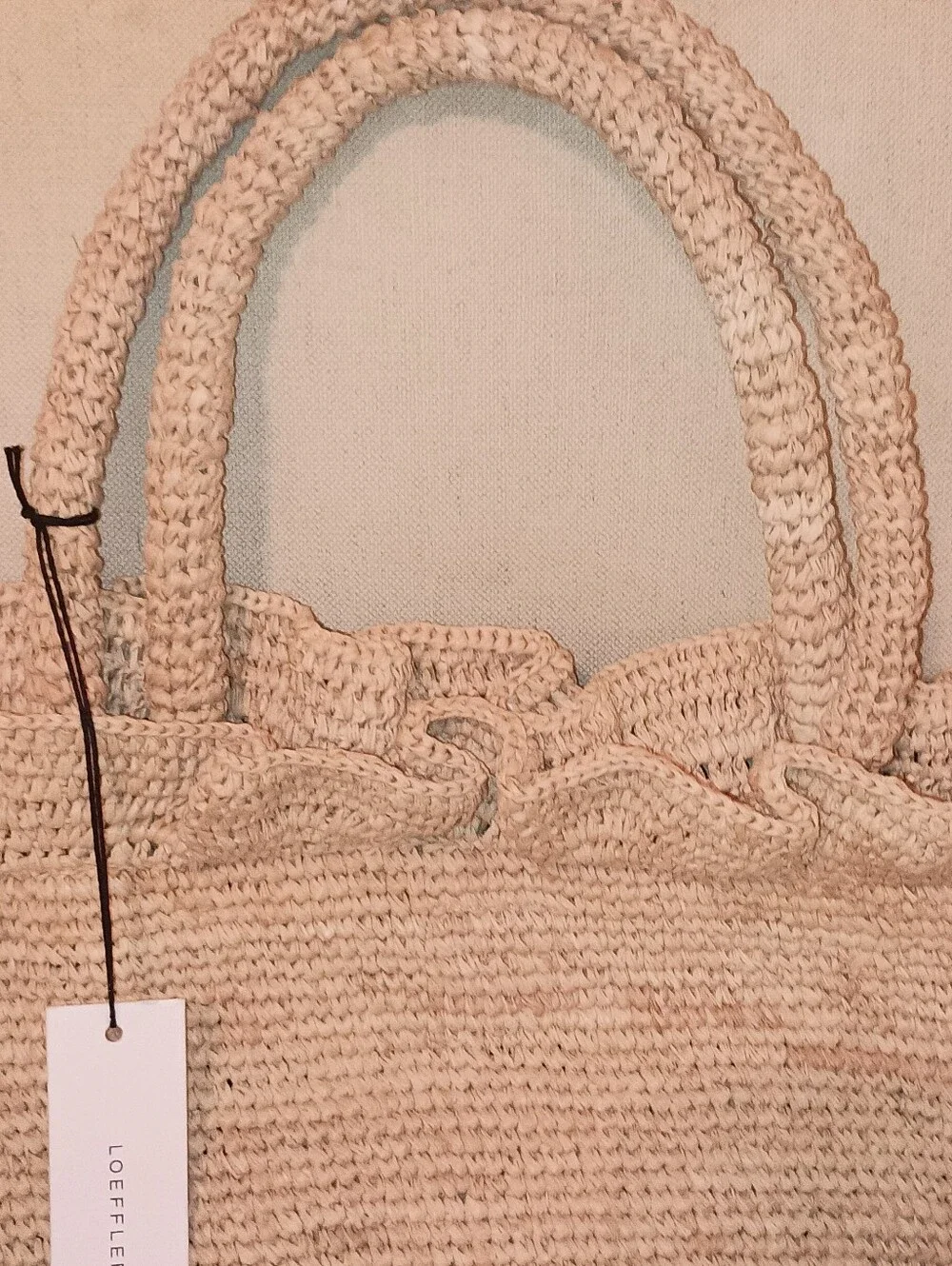 Loeffler Randall Cyrus Natural Ruffle Top Raffia Shoulder Tote Bag  New With Tag - Picture 11 of 11